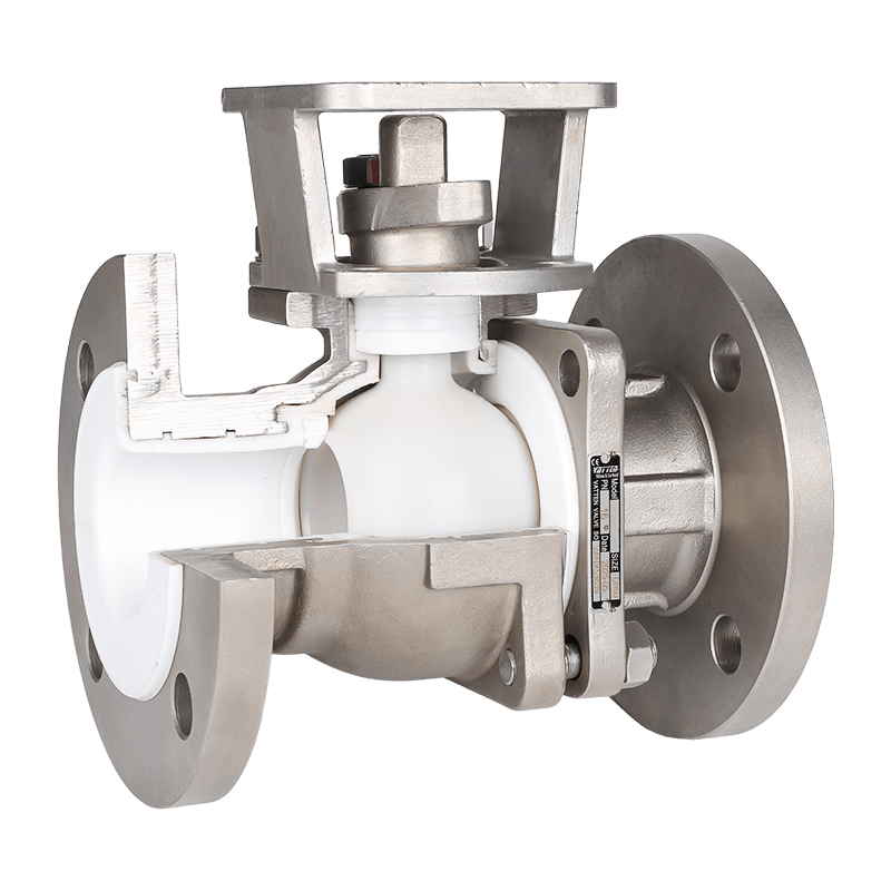 Handmatige, met fluor beklede kogelkraan