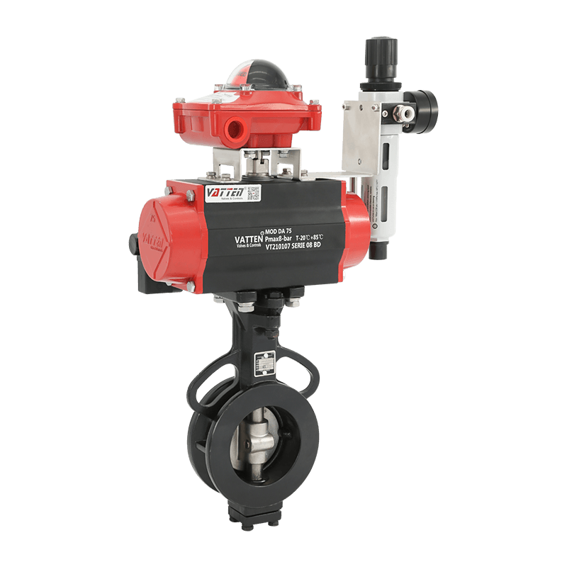 Pneumatische dubbele excentrische vlinderklep