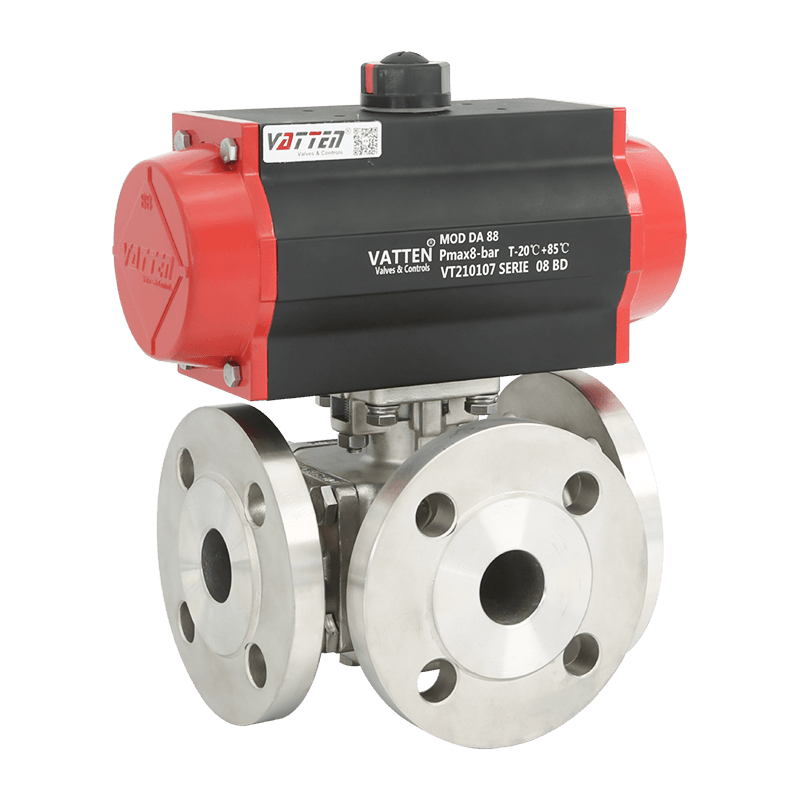 Pneumatische driewegkogelkraan